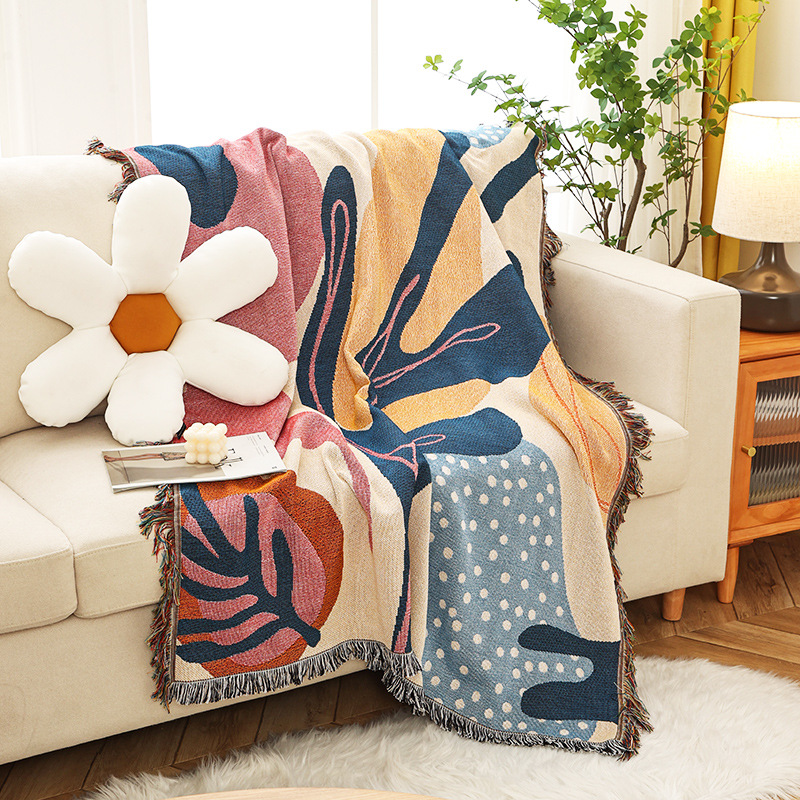 Boho Throw Blanket Fringe - Текстильный город Ins Alice Растительные узоры
