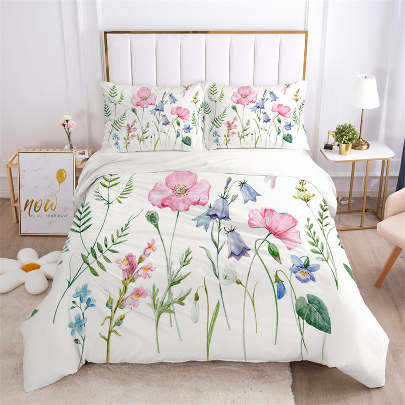 Aesthetic Floral Duvet Cover - Комплект постельного белья с цветочными листьями,