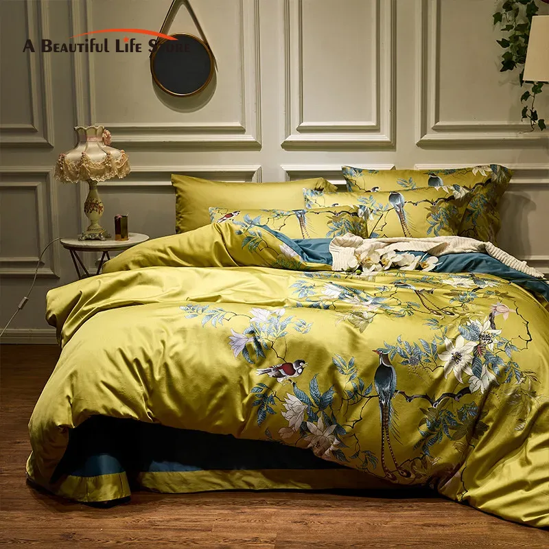 Aesthetic Floral Duvet Cover - Роскошный Комплект постельного белья из египетского